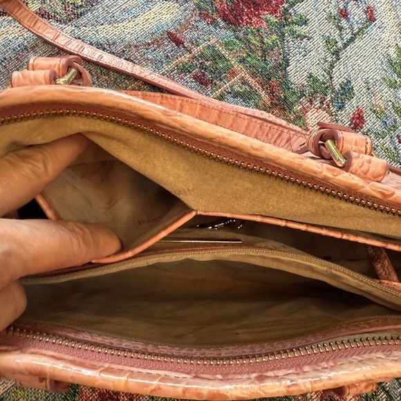 Brahmin Mini Asher Pink Crocodile Embossed Women's Bag - Picture 7 of 15